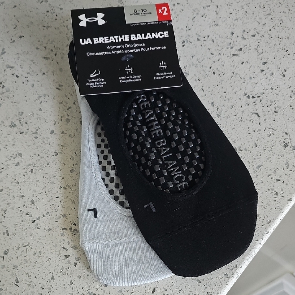 Under Armour Black and White Athletic Grip Socks